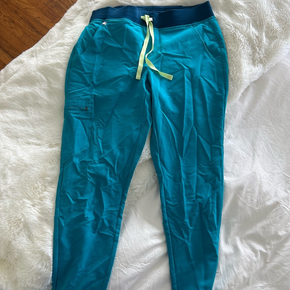 Figs Zamora joggers teal, small.